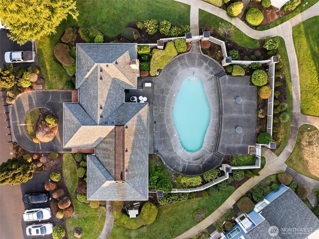 a view of a lake with a city