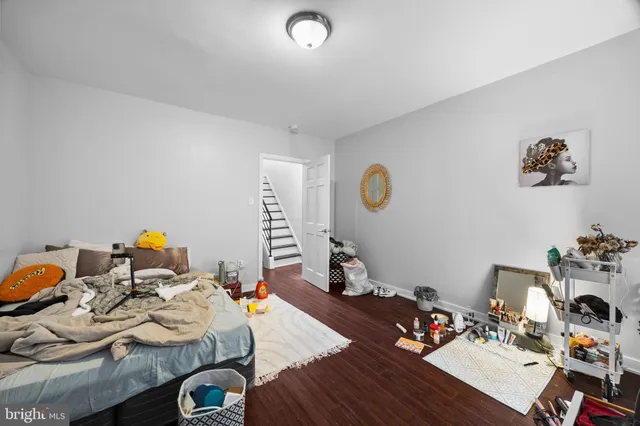 a workspace with wooden floor