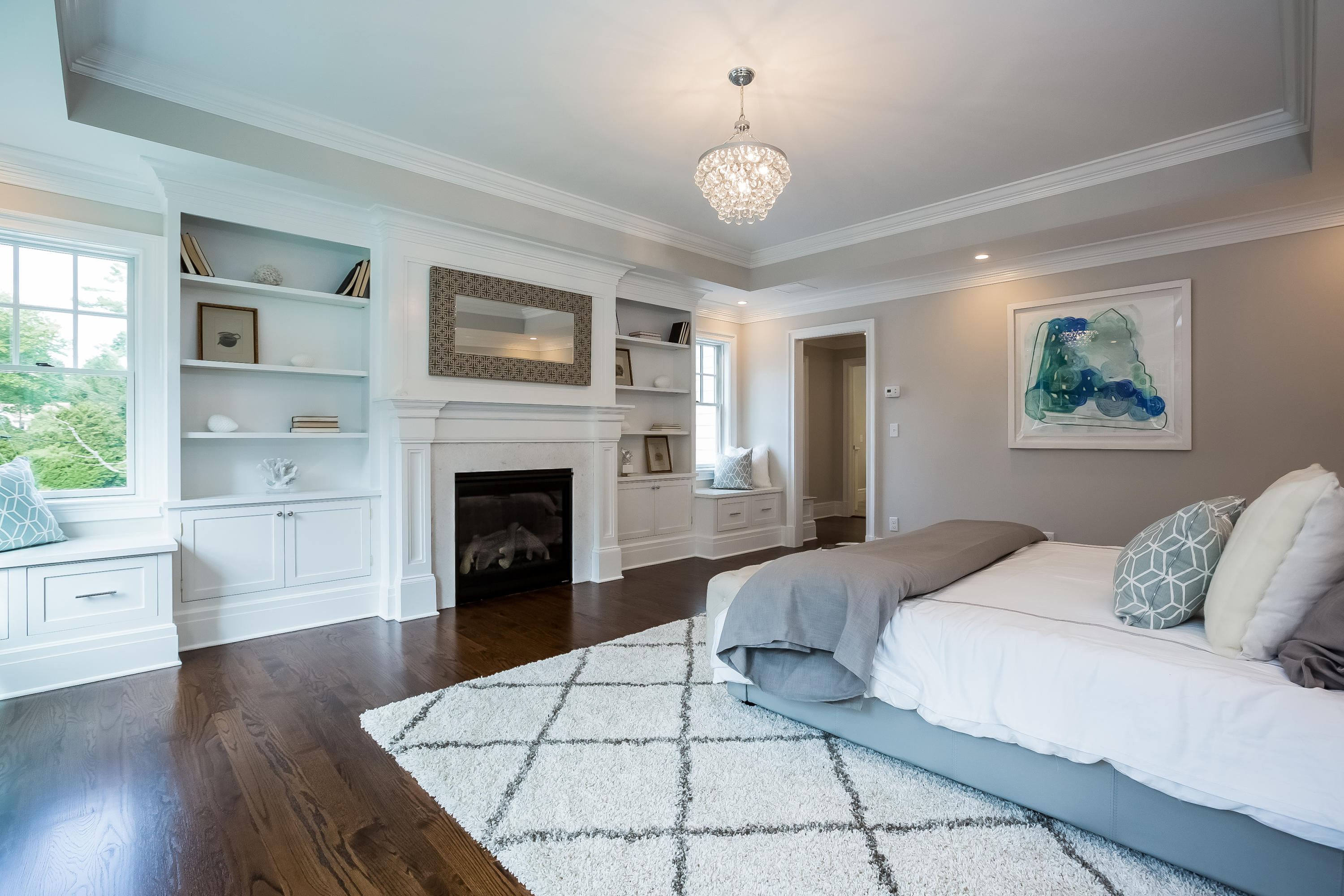 35 Old Parish Road Darien, CT 06820 - Photo 33 of 74 a bedroom with a bed and a fireplace
