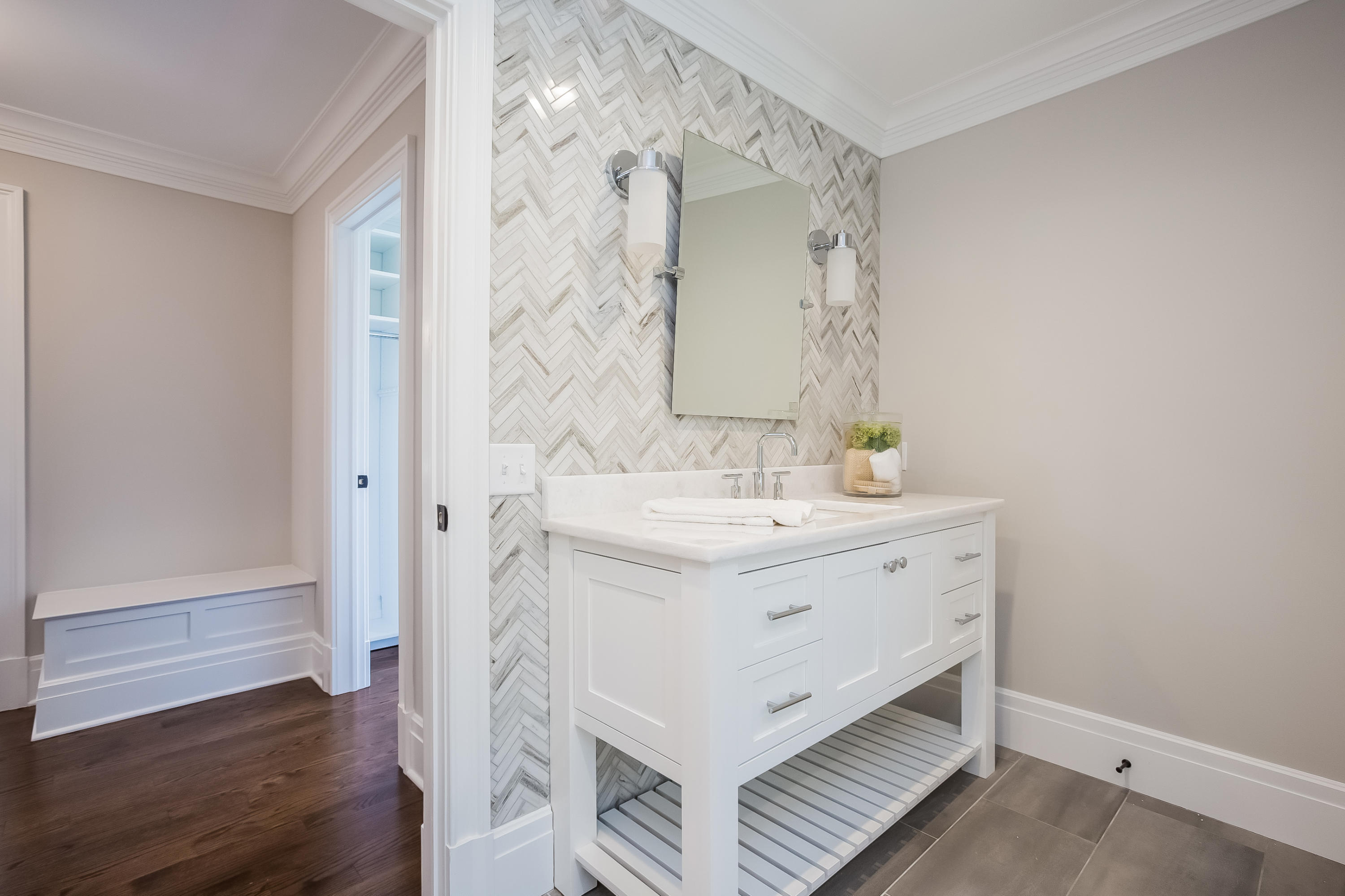 35 Old Parish Road Darien, CT 06820 - Photo 34 of 74 a bathroom with a sink mirror and vanity