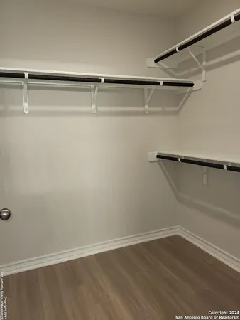 a view of small space with racks on the wall