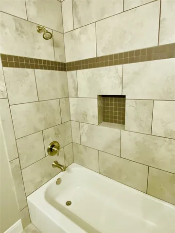 a bathroom with a bathtub