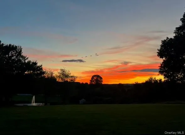 a view of yard with swimming pool and green space