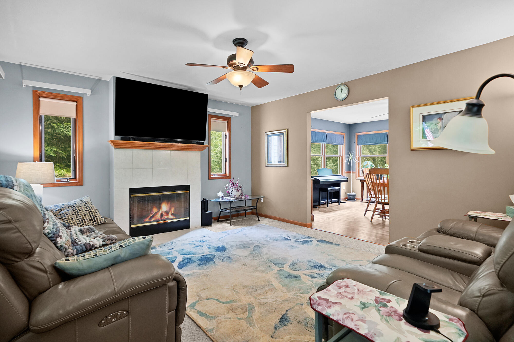 21537 Kendaville Road Pierson, MI 49339 - Photo 9 of 52 Main Floor Living Room with Fireplace