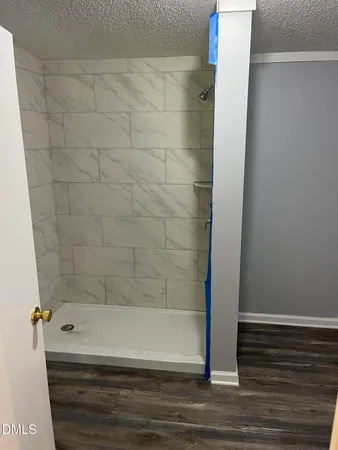 a bathroom with a bathtub