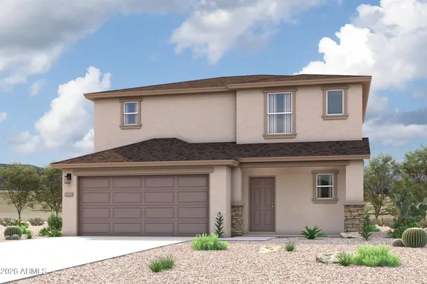 a front view of a house with a garage