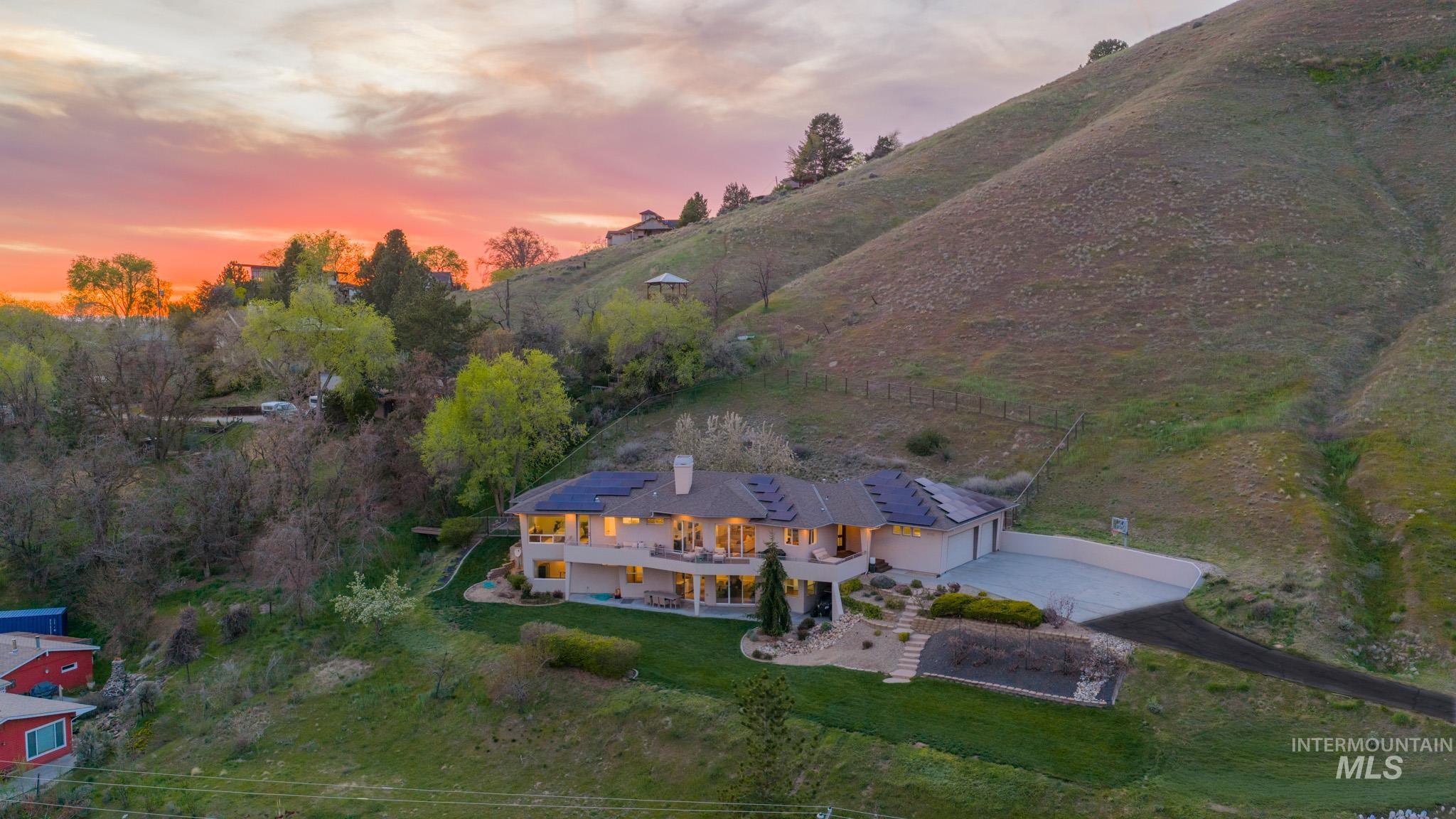Aerial view at dusk