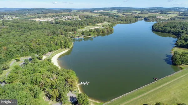 a view of a lake with a mountain