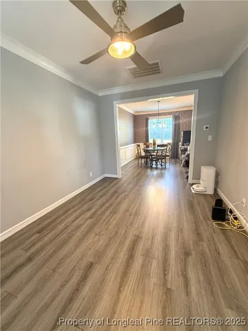 a view of dining room with hardwood floor