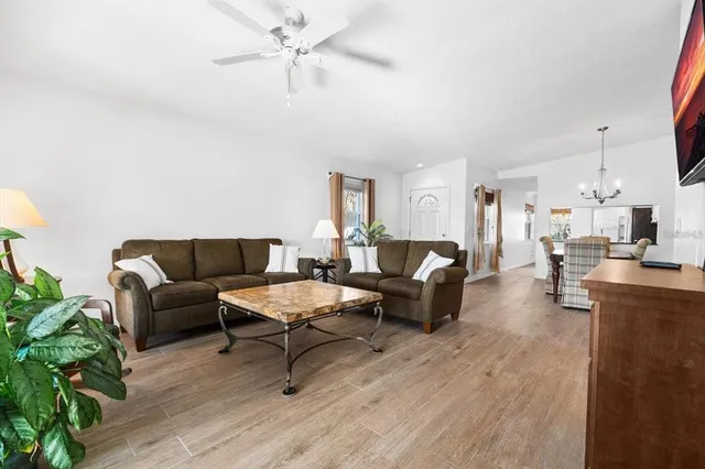 a living room with furniture