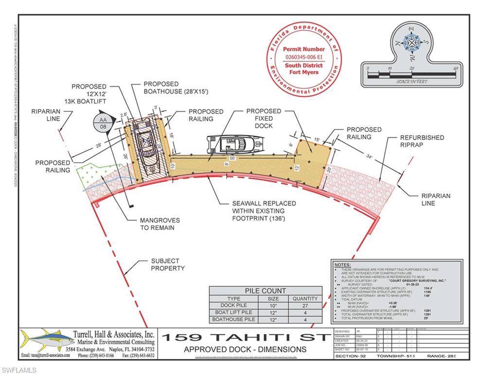 159 Tahiti Street Naples, FL 34113 - Photo 15 of 15 All approvals for permits for large dock with boat house and home. This shows the beautiful dock and boathouse that can be built.