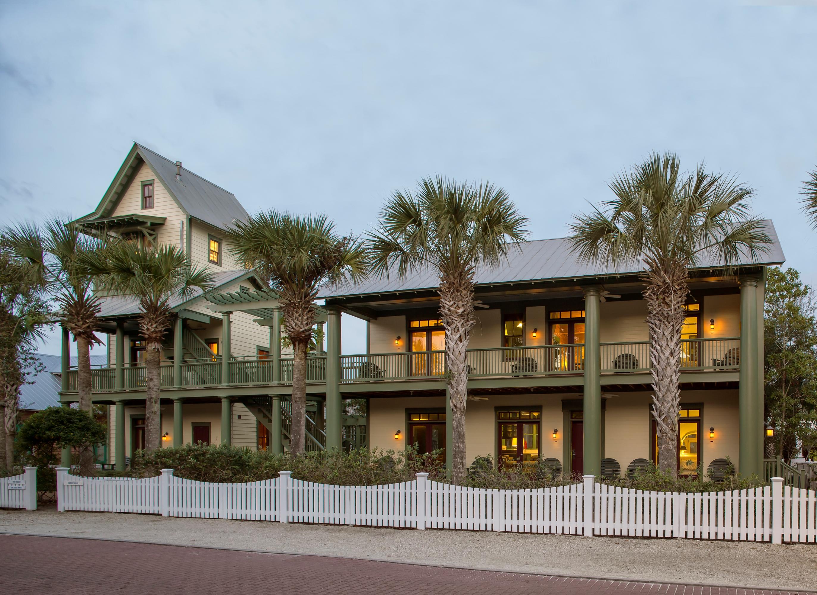 a front view of multiple houses