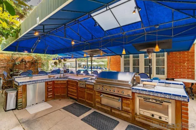 a view of a backyard with lake view