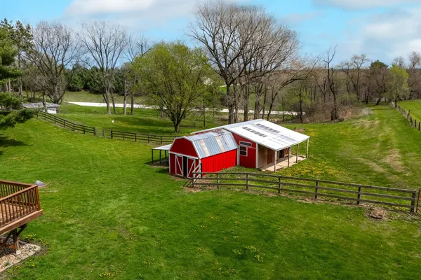an aerial view of a house