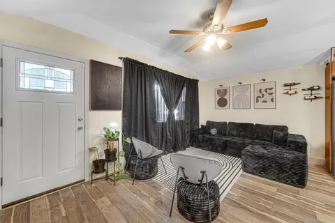 a living room with furniture
