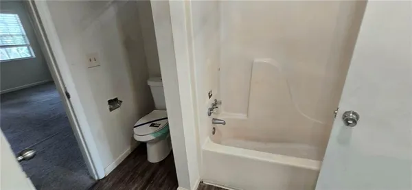 a bathroom with a bathtub