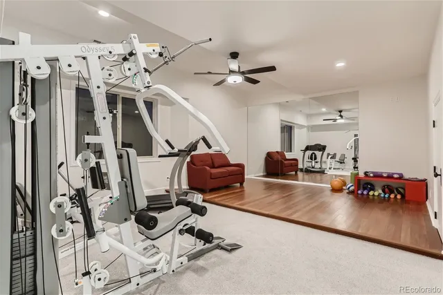 a view of a room with gym equipment