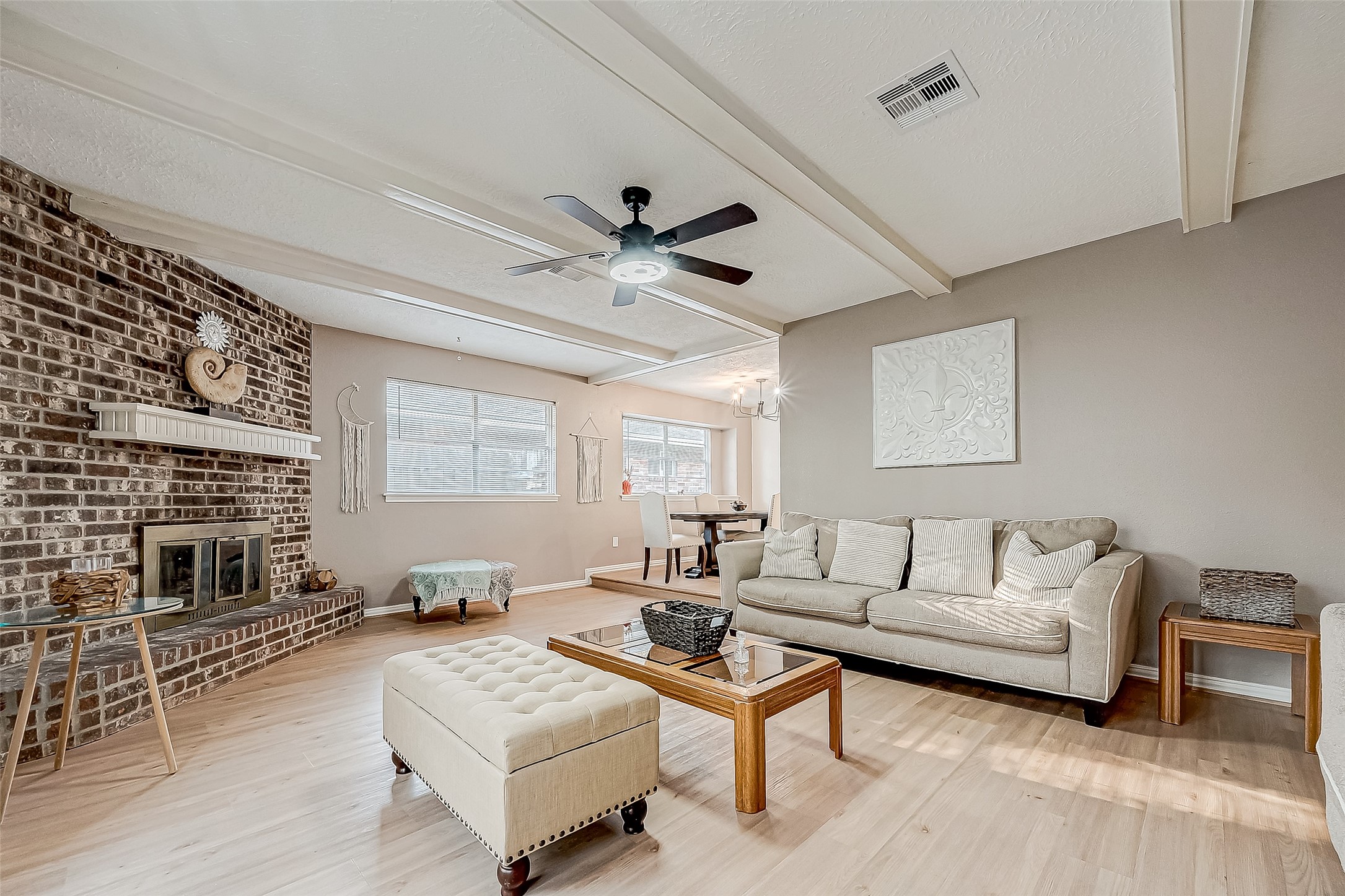 4731 Casemont Drive Spring, TX 77388 - Photo 8 of 50 a living room with furniture and a fireplace