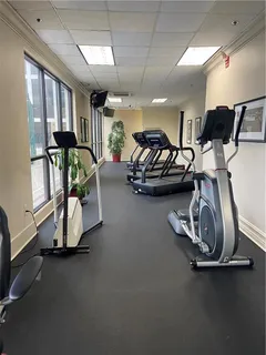 a view of a room with gym equipment