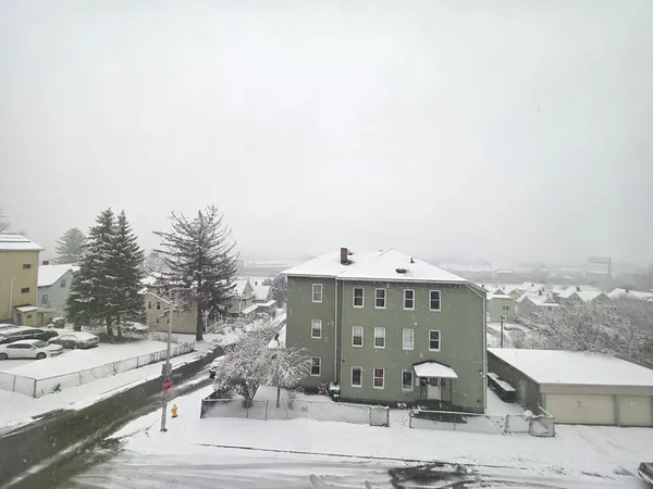 a view of a city street from a terrace