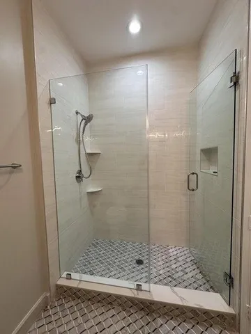 a bathroom with a shower