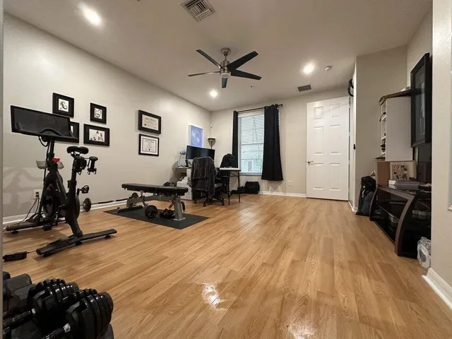 a view of a room with gym equipment