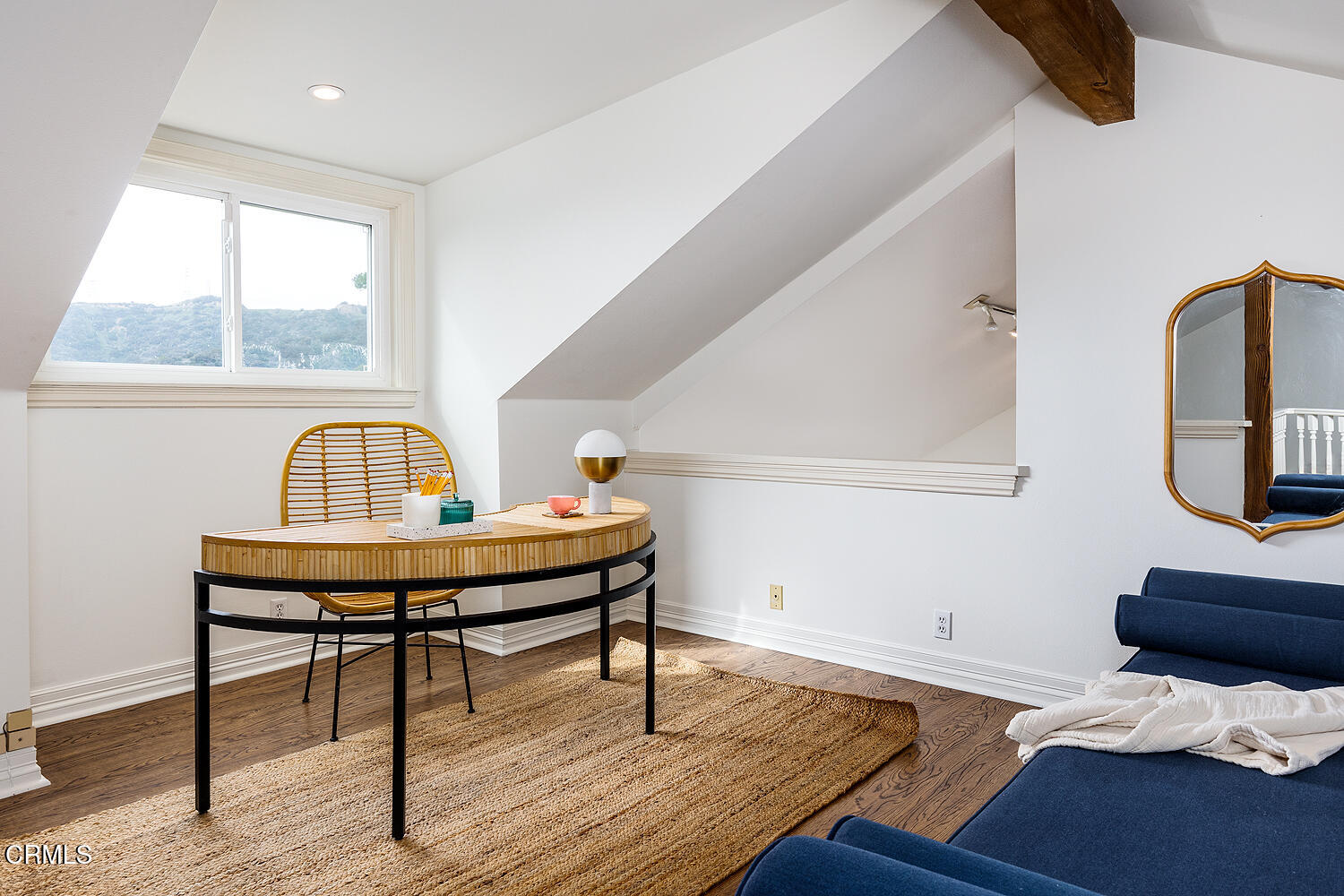 1386 Glen Oaks Boulevard Pasadena, CA 91105 - Photo 25 of 47 a view of a workspace with furniture window and wooden floor