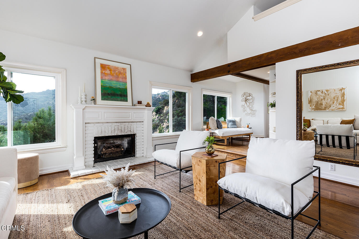 1386 Glen Oaks Boulevard Pasadena, CA 91105 - Photo 7 of 47 a living room with furniture and a fireplace