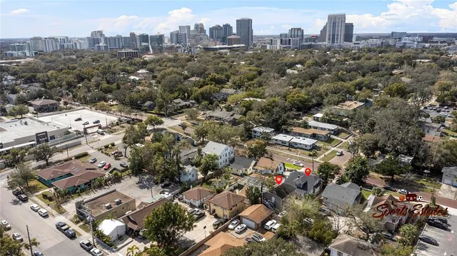 an aerial view of city