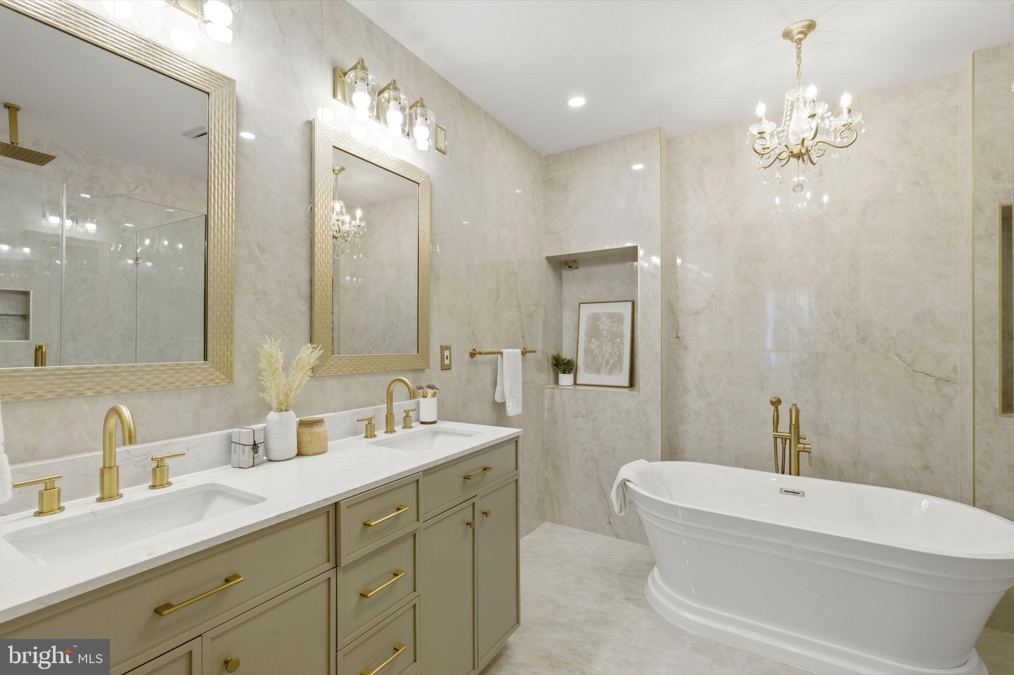1210 T Street Northwest Washington, DC 20009 - Photo 23 of 41 a bathroom with a double vanity sink mirror double and bathtub