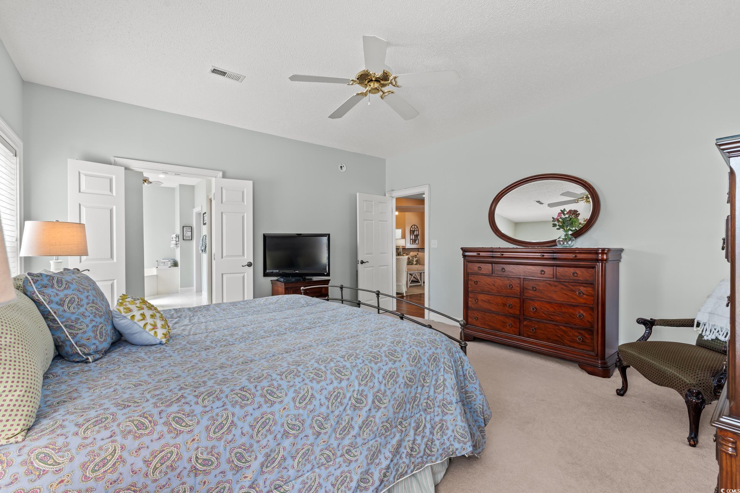 30 Baldwin Loop Pawleys Island, SC 29585 - Photo 23 of 39 Bedroom with a ceiling fan, light colored carpet,