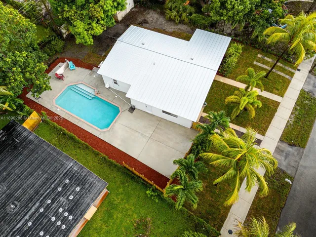 an aerial view of a house