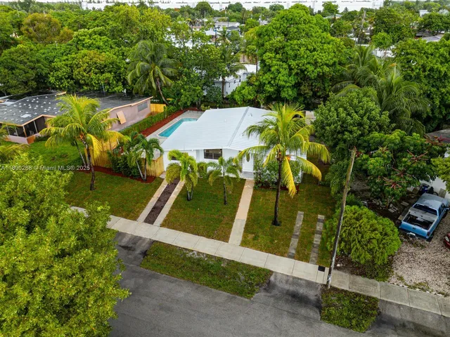an aerial view of a house