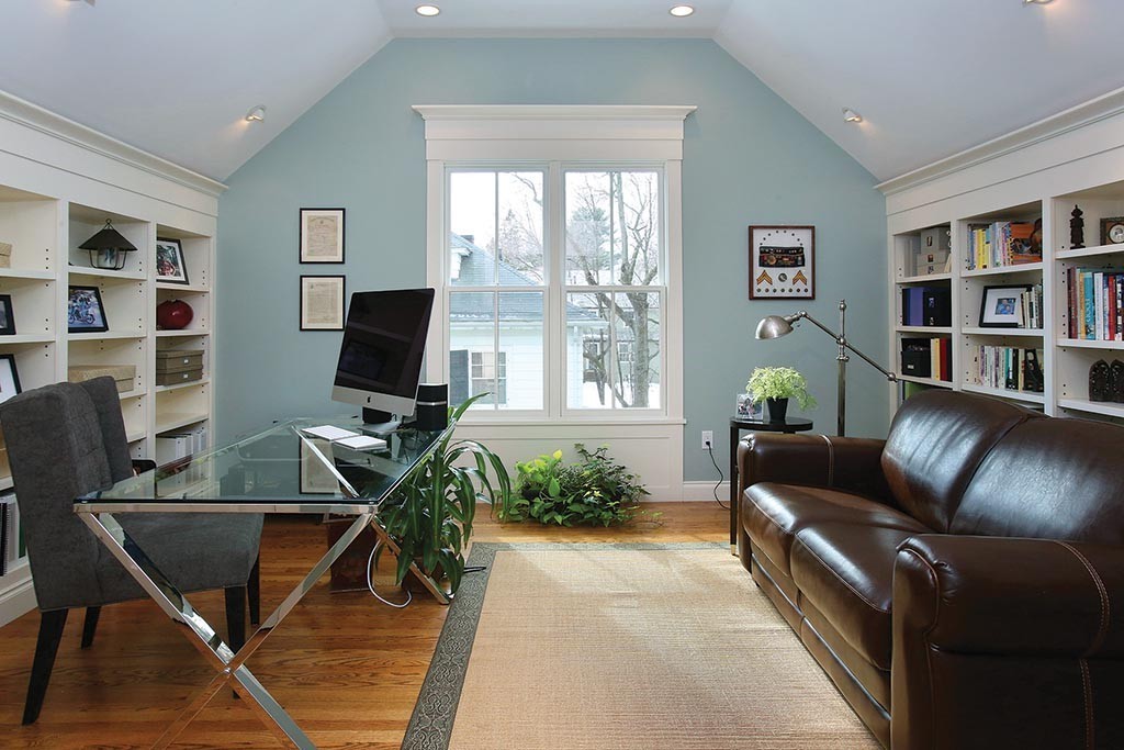 107 Manet Road Newton, MA 02467 - Photo 8 of 10 a workspace with furniture bookshelf and a window