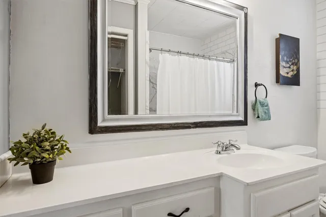 a bathroom with a bathtub