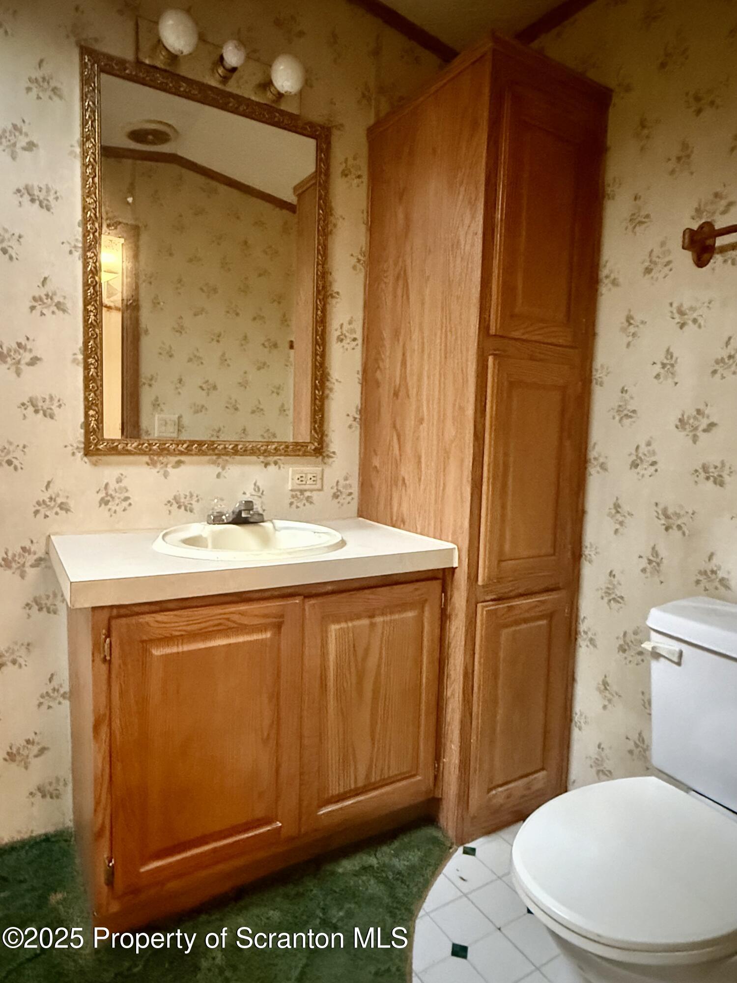 1218 Campsite Road Thompson, PA 18465 - Photo 20 of 26 a bathroom with a sink a toilet and mirror