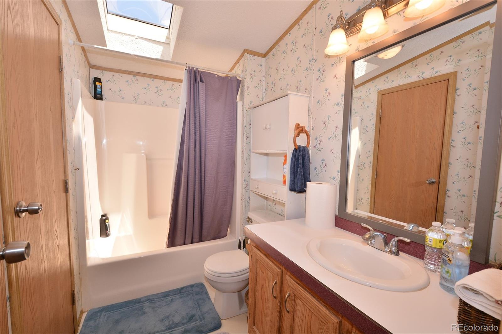 30640 Aldred Road Pueblo, CO 81006 - Photo 29 of 34 a bathroom with a sink a toilet a mirror and shower
