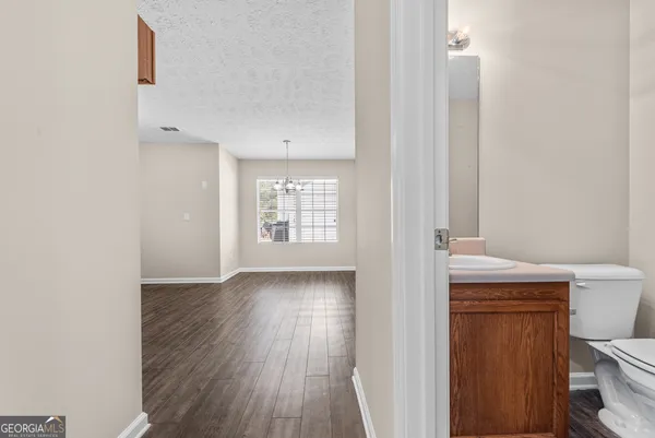 a view of livingroom with wooden floor