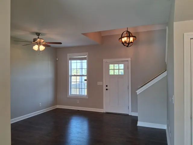 a view of a room with racks on the wall