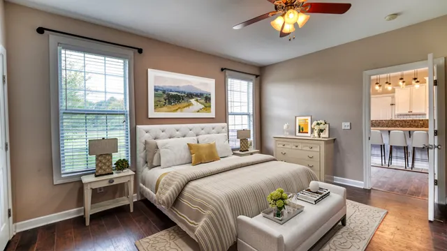 a bathroom with a sink vanity and mirror