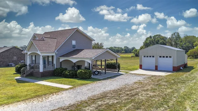an aerial view of a house