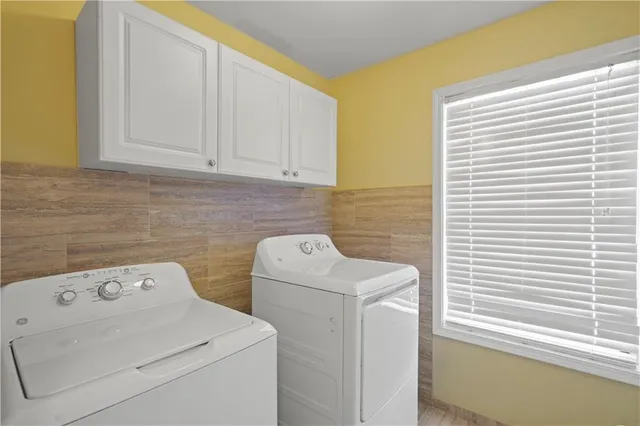 a view of a room with windows