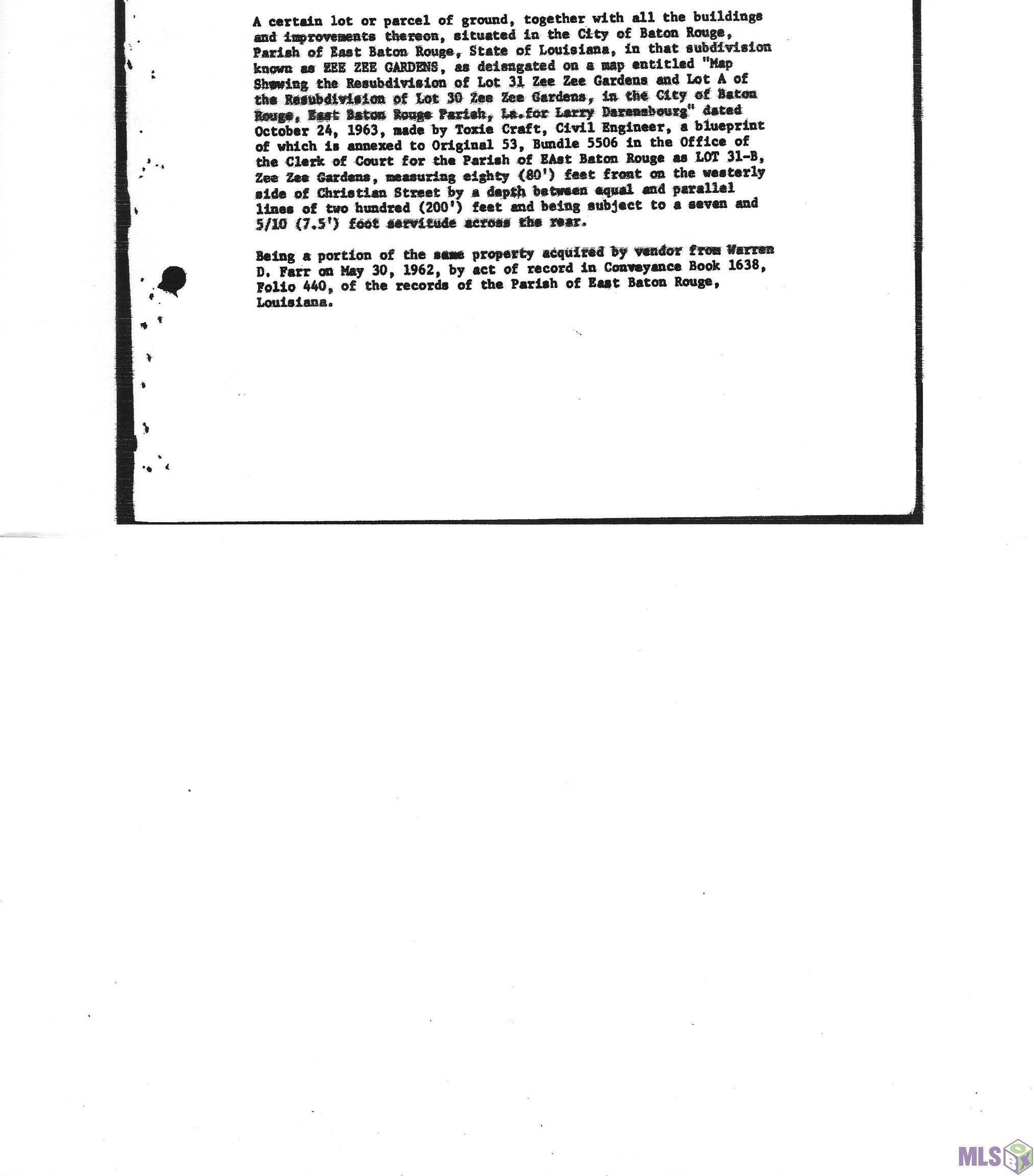 1997 Christian Street Baton Rouge, LA 70808 - Photo 20 of 21 Legal Description