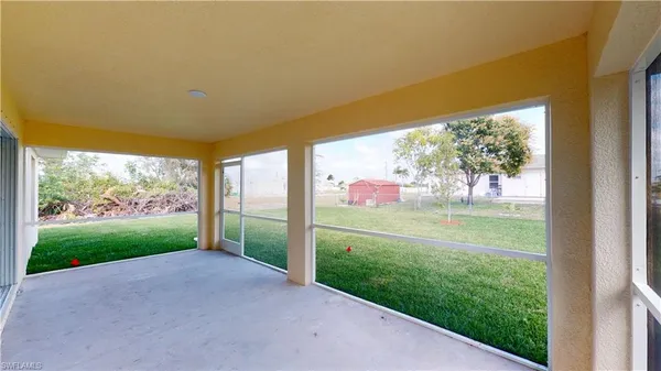 a view of a yard with porch