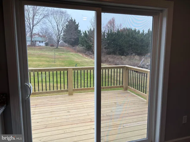 a view of a wooden balcony