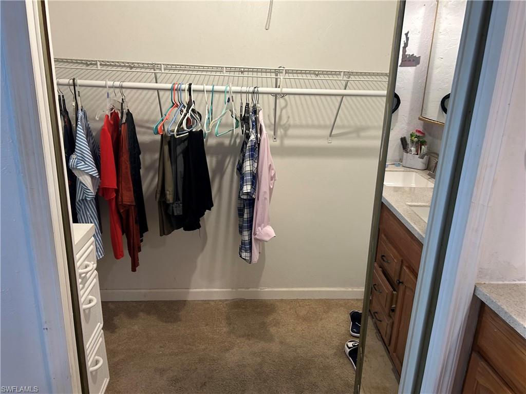 181 Pine Key Lane, Unit 29 Naples, FL 34114 - Photo 15 of 20 Walk in closet featuring a sink and dark colored carpet
