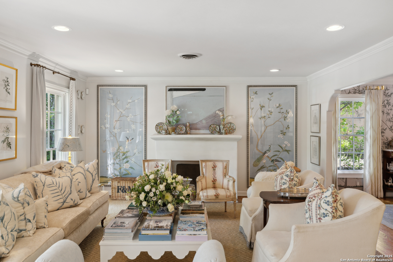 643 Terrell Road Terrell Hills, TX 78209 - Photo 7 of 60 a living room with furniture and a fireplace