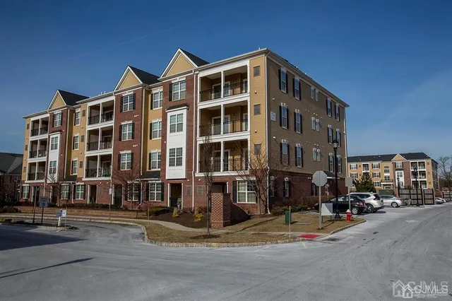 a front view of a building with street