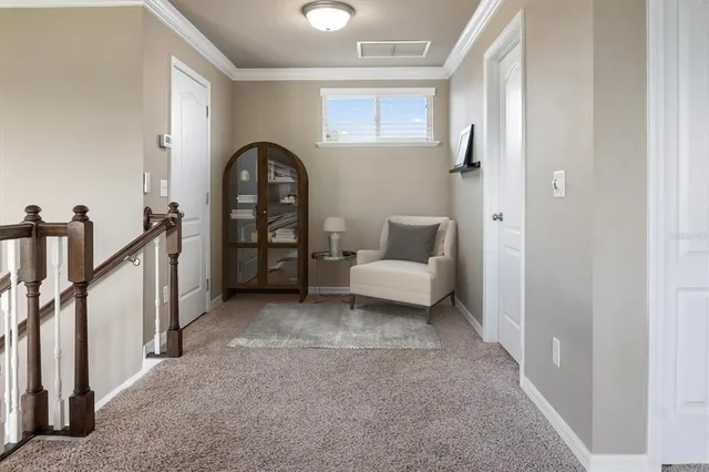 a living room with furniture and a gate