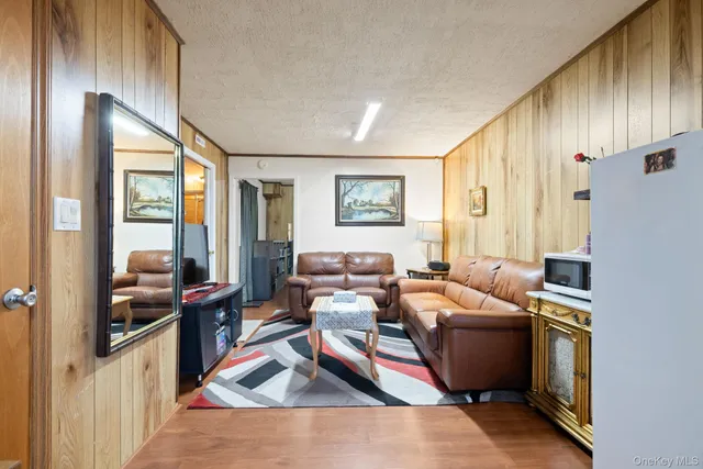 a living room with furniture rug and window